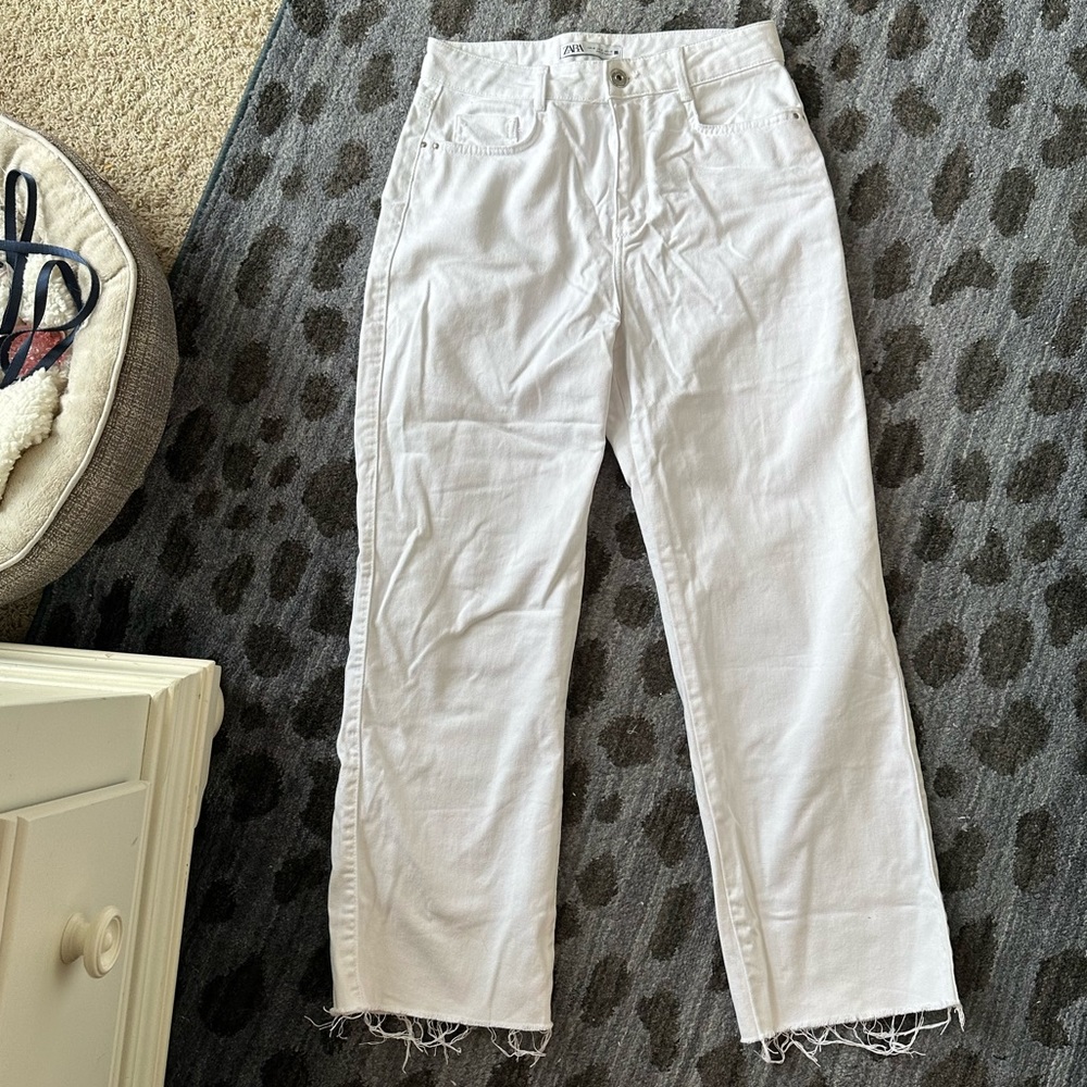 zara white jeans